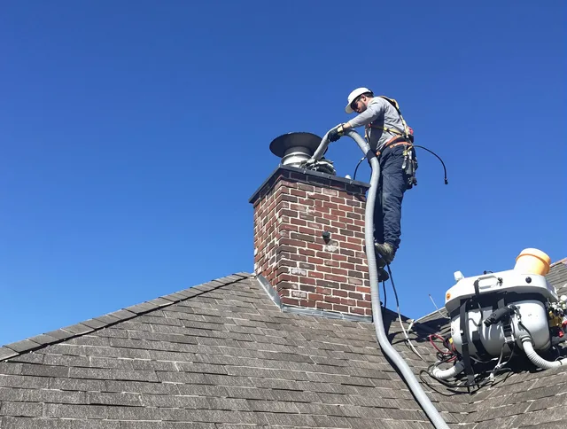Dedicated Pico Rivera Chimney Sweep team member cleaning a chimney in Pico Rivera, CA