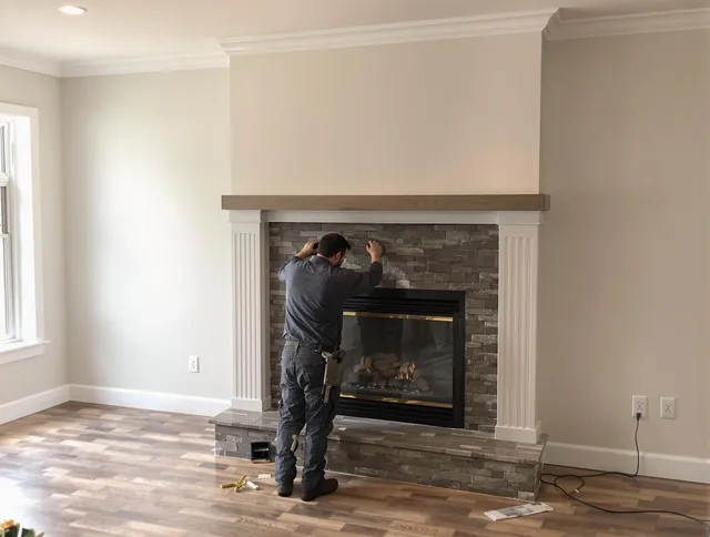 Pico Rivera Chimney Sweep finishing a custom fireplace install in Pico Rivera, CA